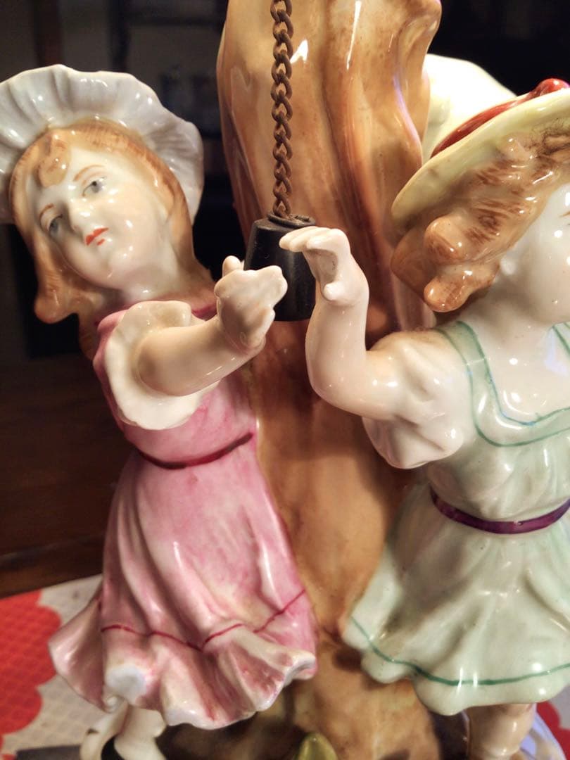 旧東ドイツ王冠マーク アンティークランプ シェイード　フィリギン　人形　照明