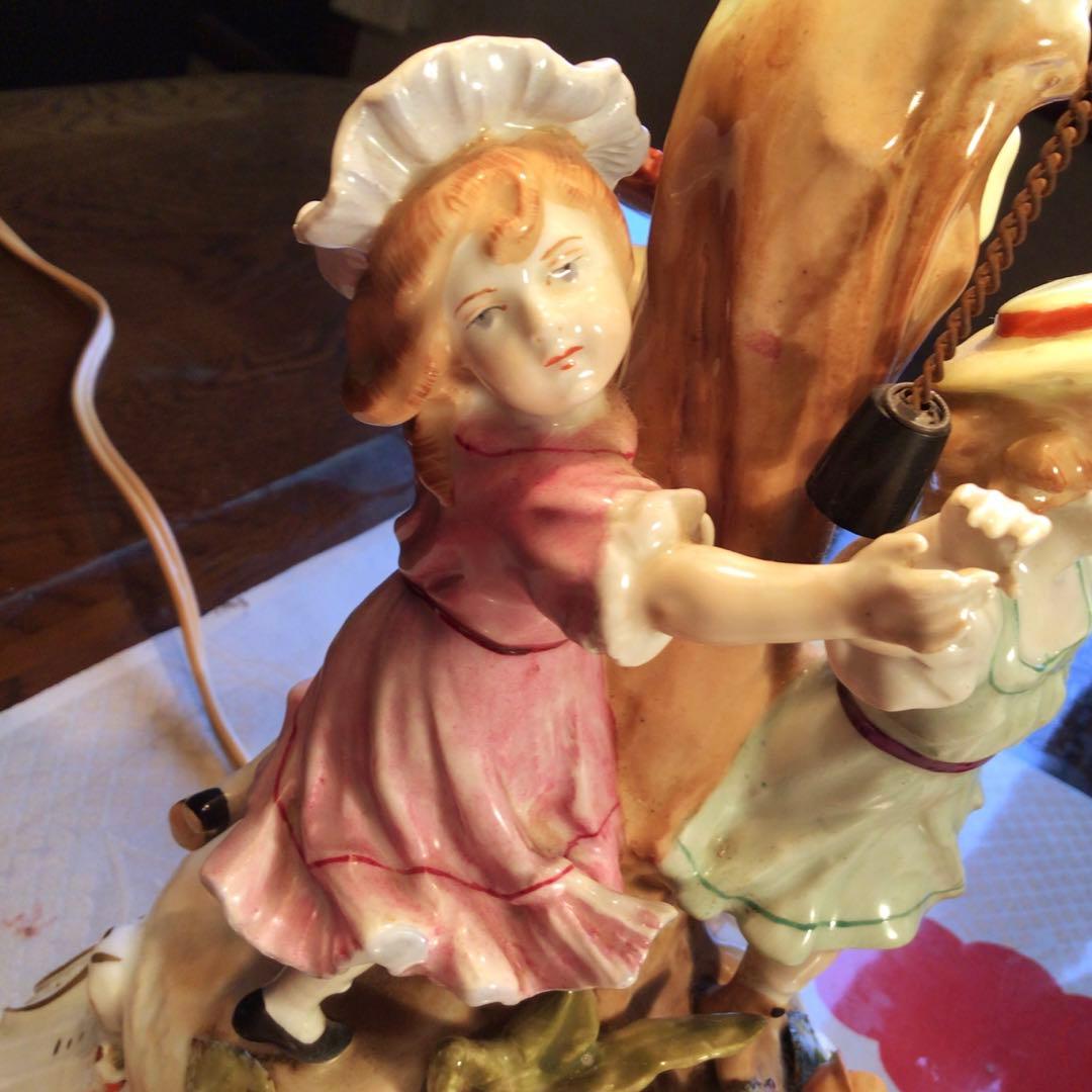 旧東ドイツ王冠マーク アンティークランプ シェイード　フィリギン　人形　照明