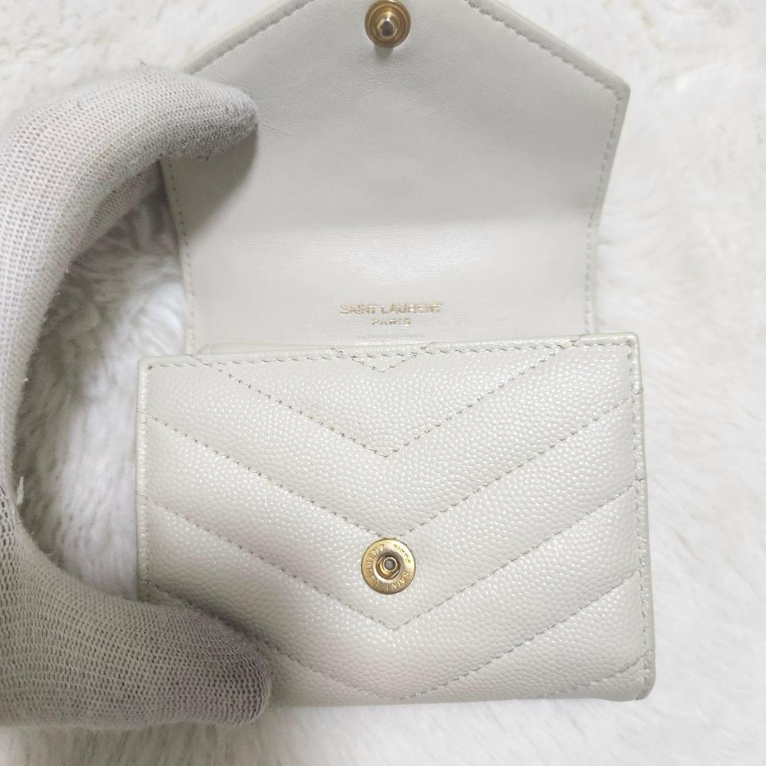 ✨極美品　現行デザイン✨サンローラン　三つ折り　カサンドラ　キャビアスキン