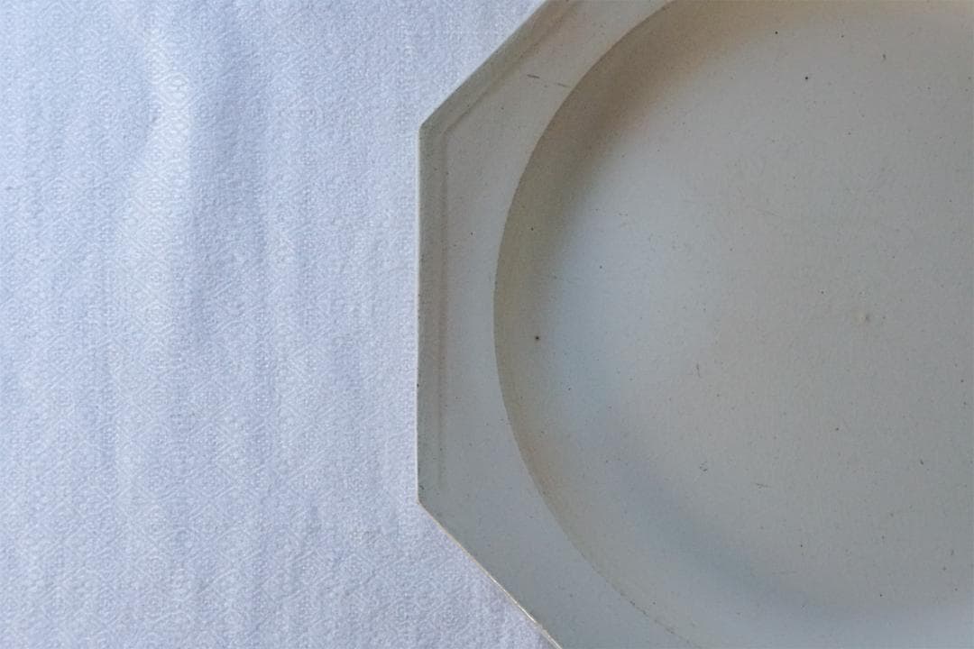 フランスアンティーク　オクトゴナル　プレート　直線　Φ22.4cm