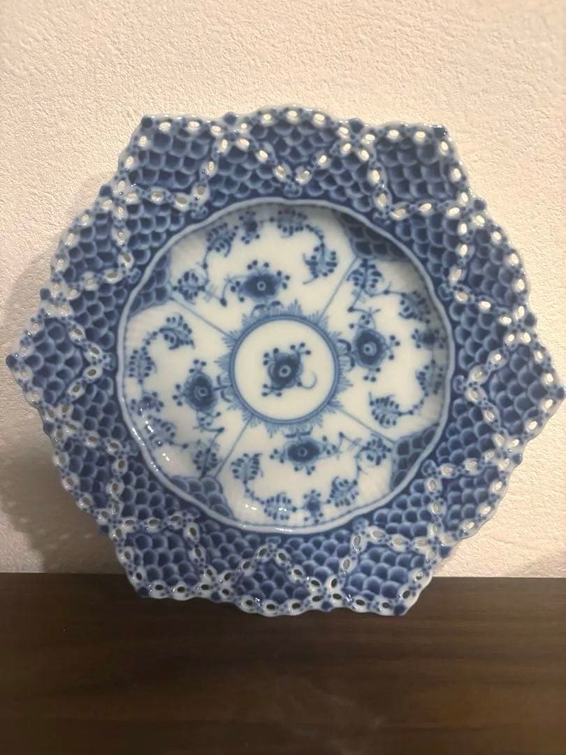 ロイヤルコペンハーゲン ブルーフルーテッド ダブルレース プレート 17cm