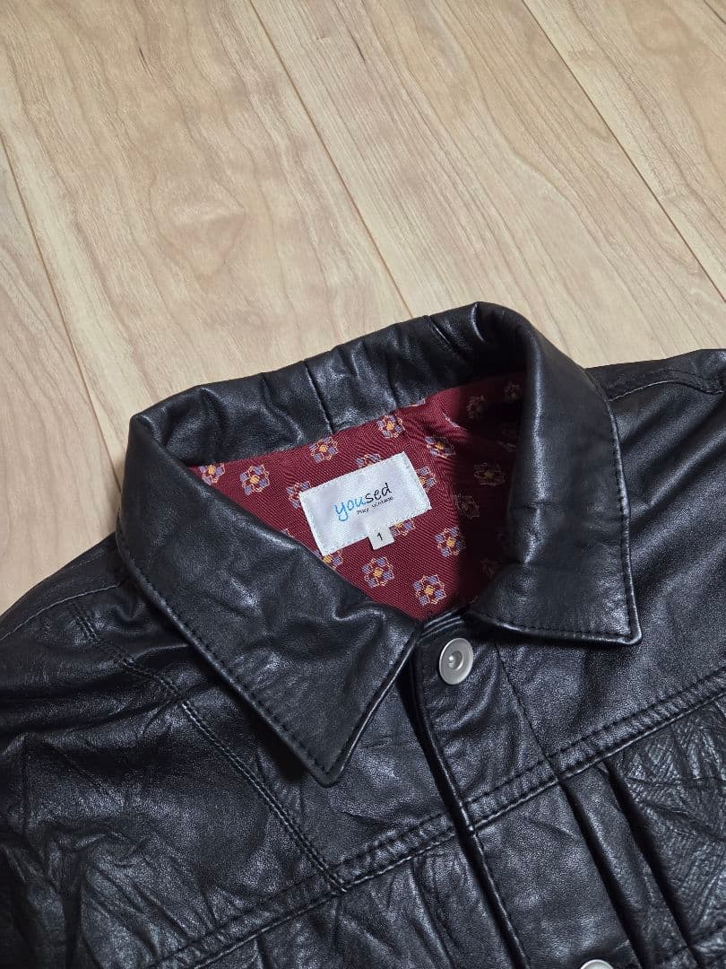 yoused　レザージャケット　リメイク　大戦モデル　本革　ブラック　サイズ1