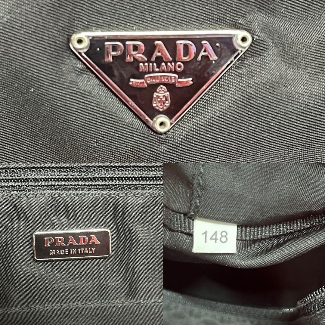 本物.美品　PRADA プラダ　革×ナイロン　トート　バッグ 通勤.通学 黒