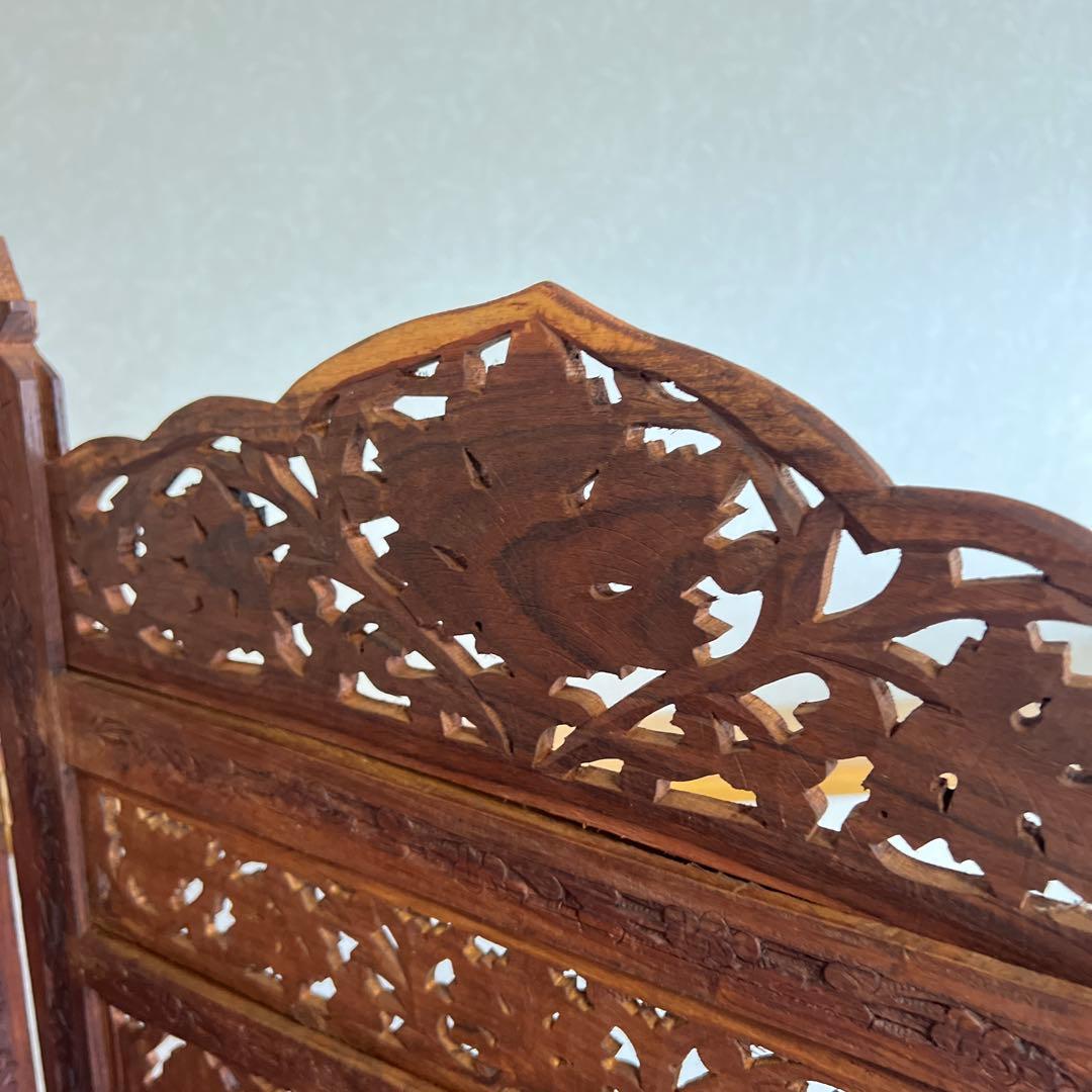 アジアン家具 彫り アンティーク パーテーション 木製 衝立 vintage