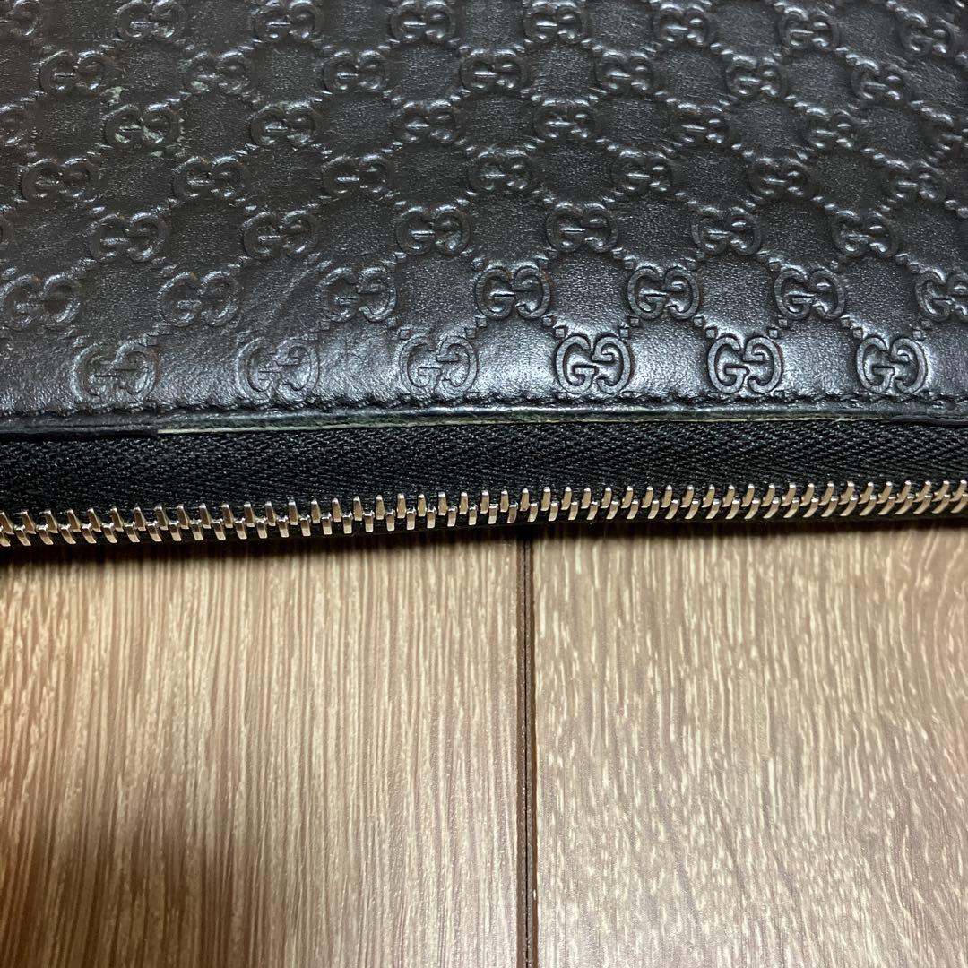 美品✨グッチ　長財布　ラウンドファスナー　オーガナイザー　マイクロ　シマ　黒