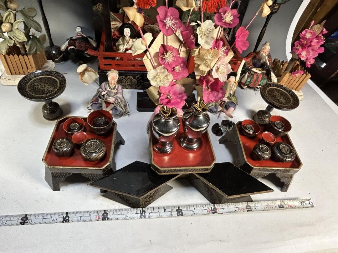 時代　雛御殿　雛道具 雛人形　セット　大正　昭和　木箱 蒔絵