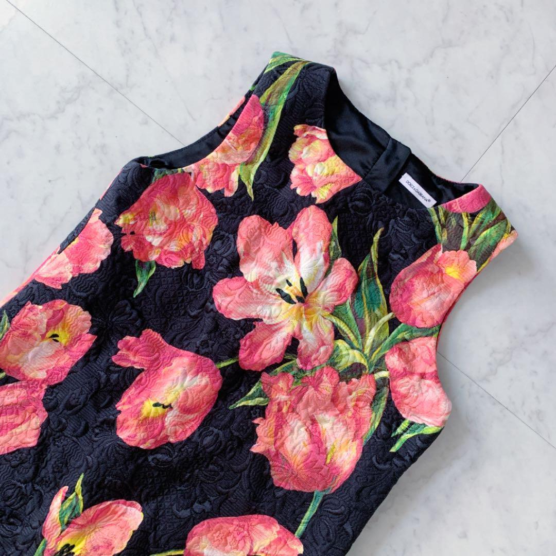 DOLCE&GABBANAチューリップ柄ジャガードワンピース