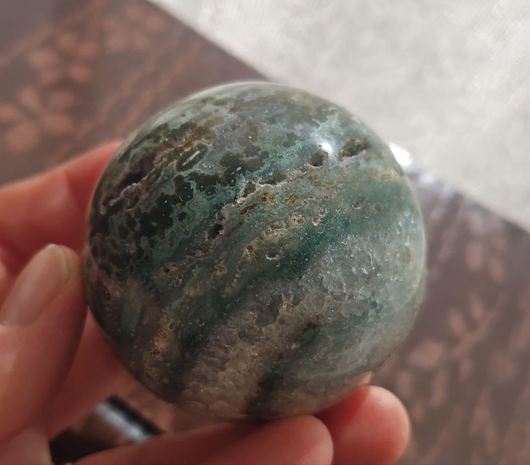 オーシャンジャスパー スフィア　台座付