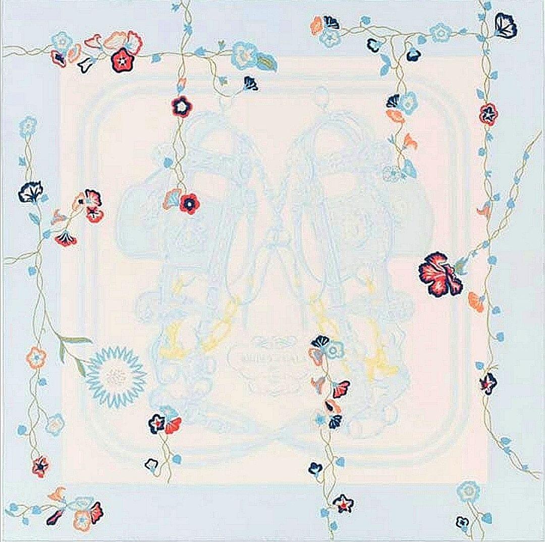 エルメス　HERMES　スカーフ　カレ90　ブリッド　フルリ