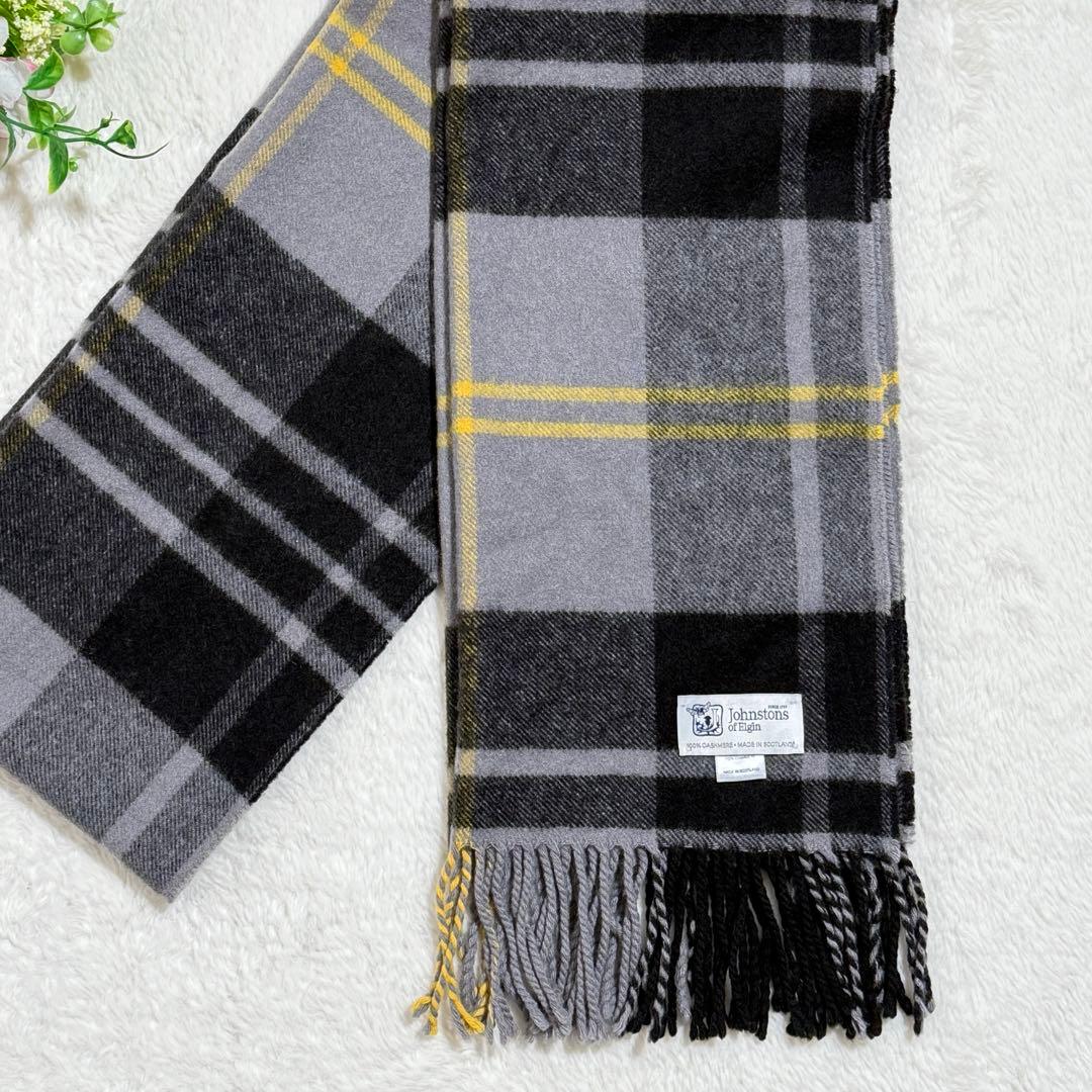 美品✨　ジョンストンズ　グレーマクファーソン　カシミヤ100％　チェック柄　現行