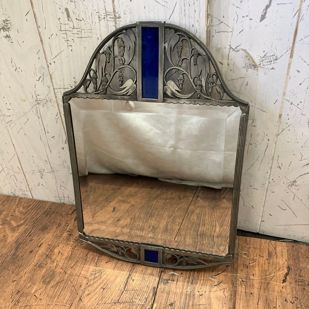 アンティーク ヴィンテージ フレームミラー ウォールミラー ステンドガラス 鏡