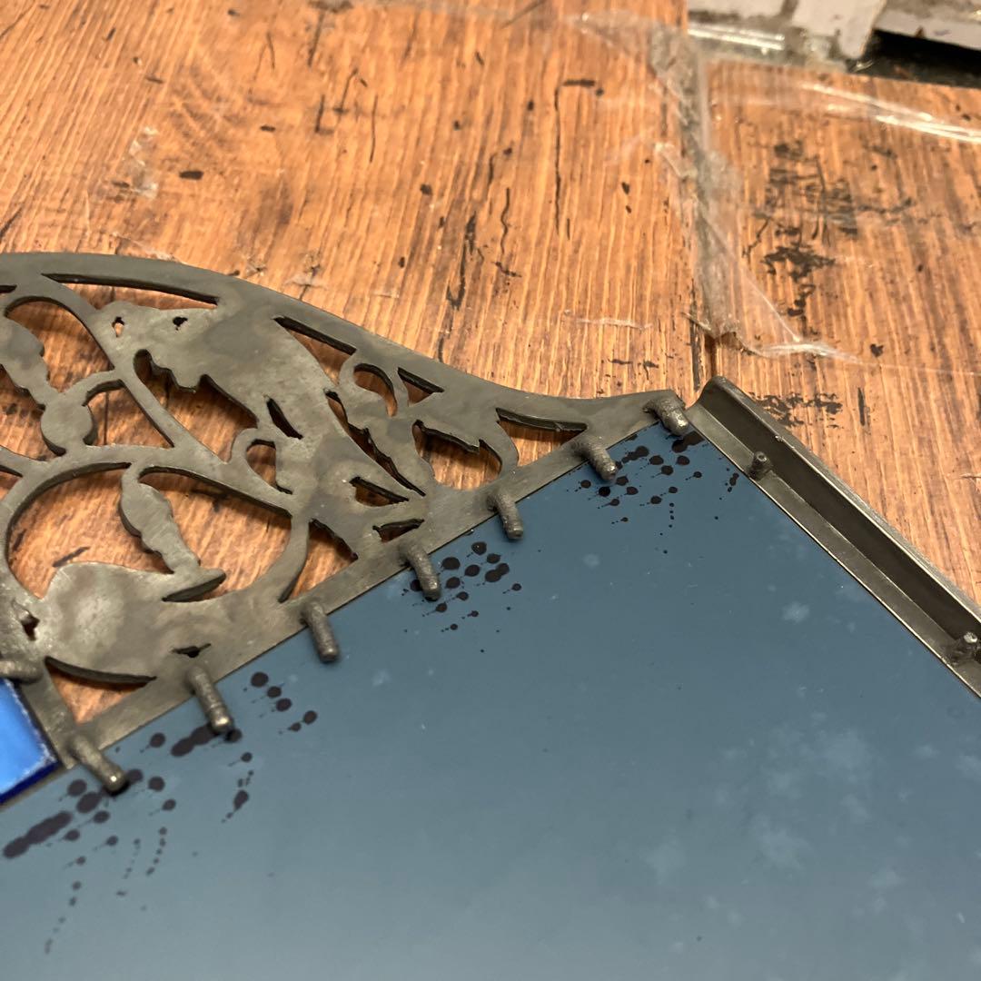 アンティーク ヴィンテージ フレームミラー ウォールミラー ステンドガラス 鏡