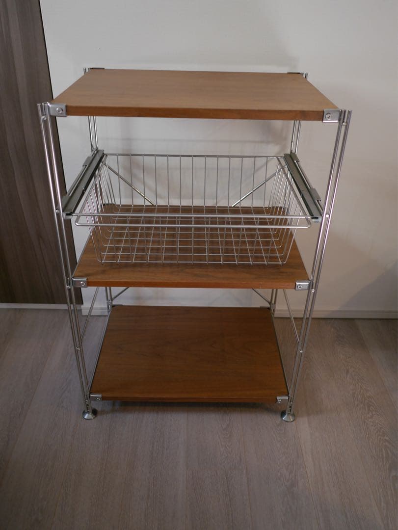 【送料込み】無印良品ステンレスユニットシェルフウォールナット※カゴなし※