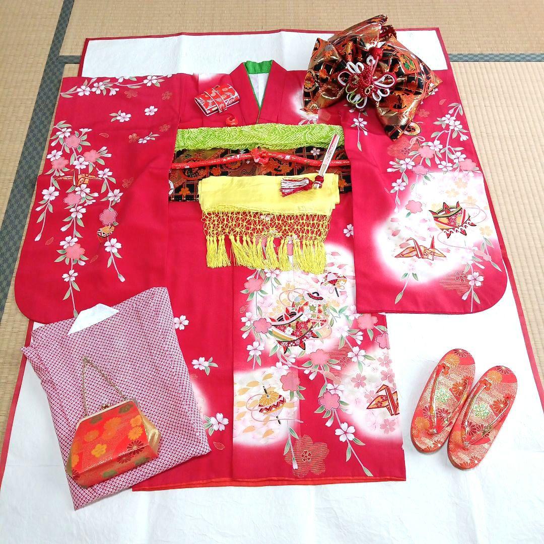 七五三　七歳　着物・結び帯フルセット　⑨