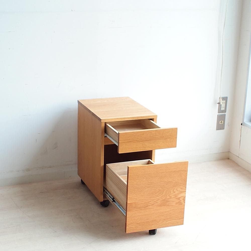 無印良品/MUJI オーク材 デスクワゴン 引出 ナチュラル ZR24069