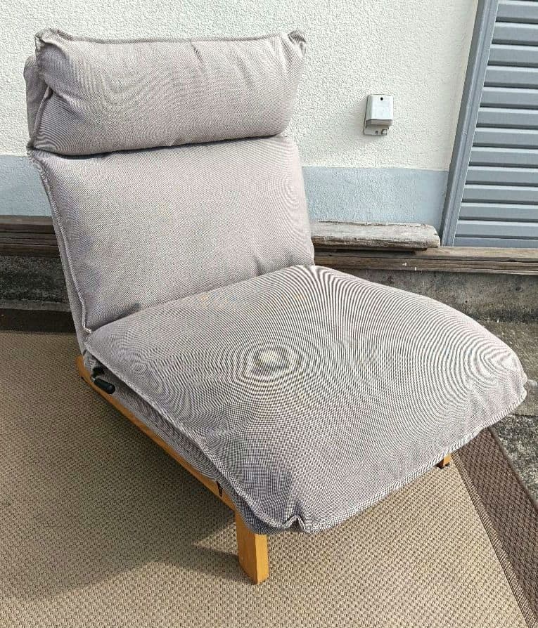 超美品 無印良品 ハイバック リクライニングソファ 無垢材 1P ①