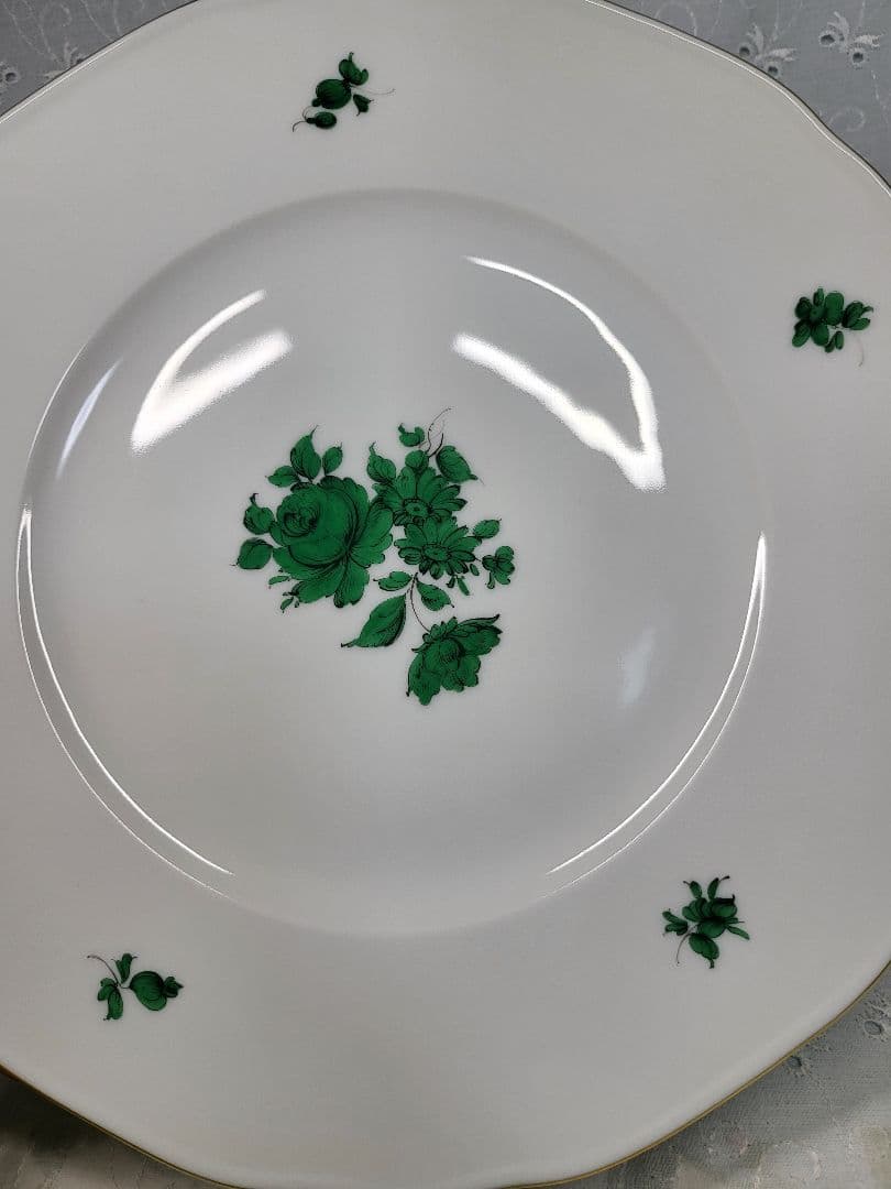 未使用近✨アウガルテン マリアテレジア ティナ プレート 大皿① グリーン薔薇