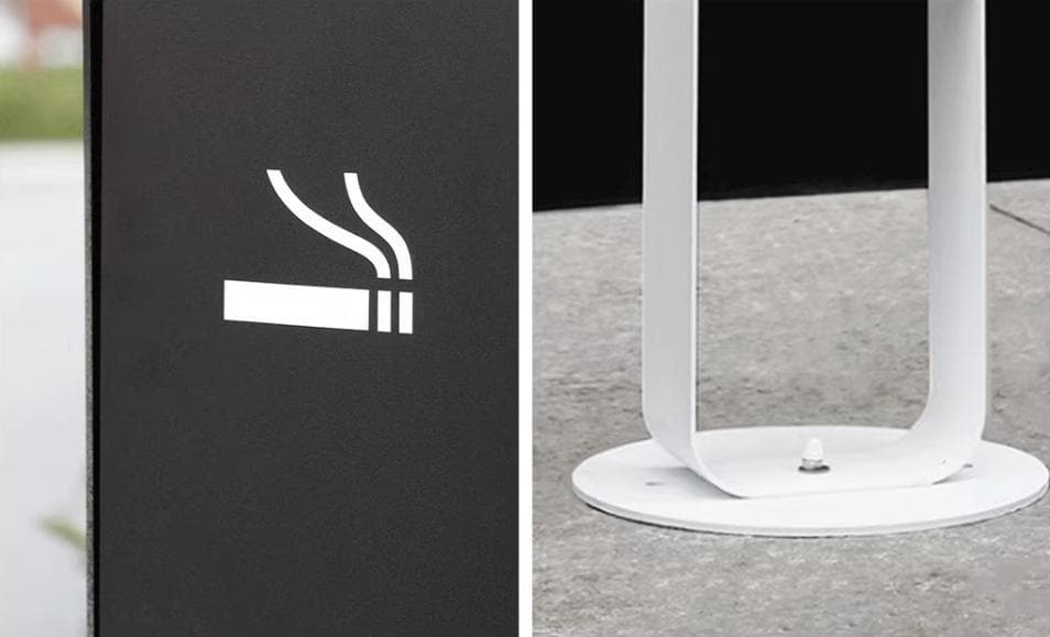 【新品】オシャレ！ スタンド 灰皿 角型 (黒)　名入れ(LOGO)可