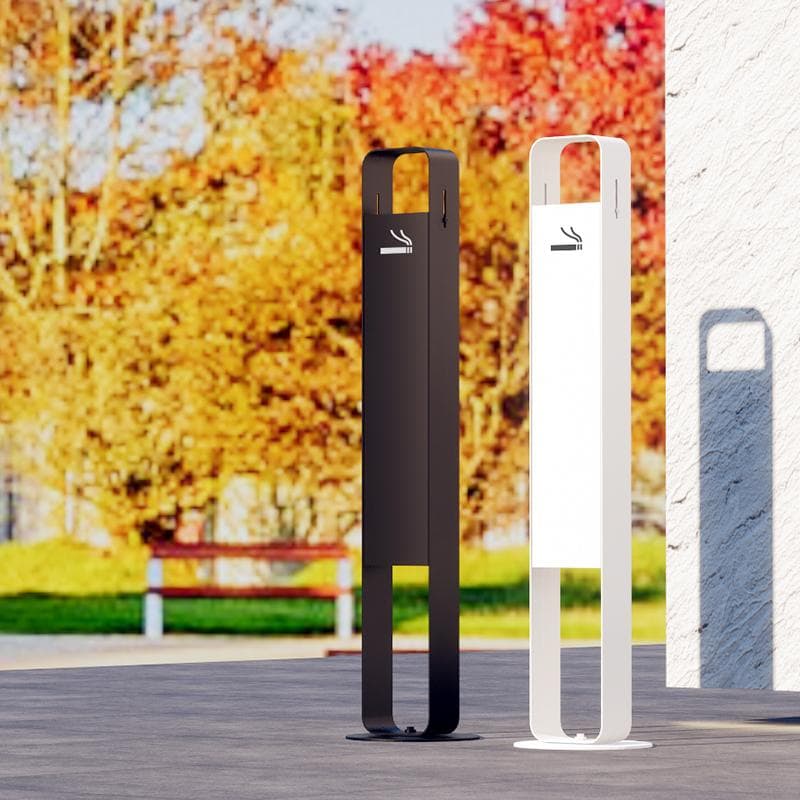 【新品】オシャレ！ スタンド 灰皿 角型 (黒)　名入れ(LOGO)可