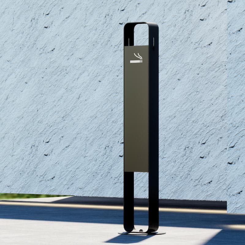 【新品】オシャレ！ スタンド 灰皿 角型 (黒)　名入れ(LOGO)可