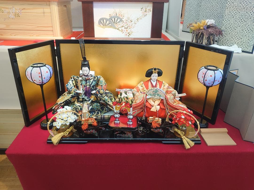 おひなさま用落とし金屏風と平台のセット●注意文あり●