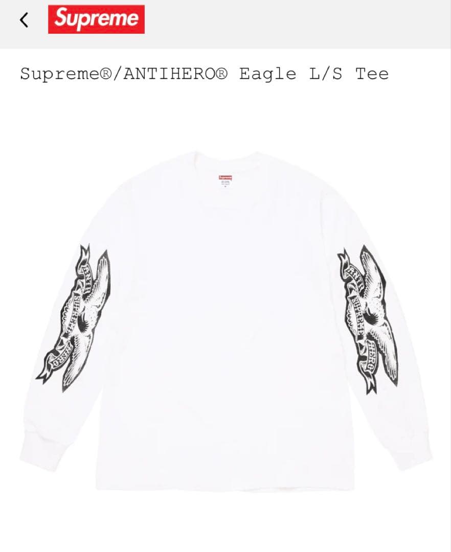 Supreme x ANTIHERO Eagle L/S Tee ホワイト L