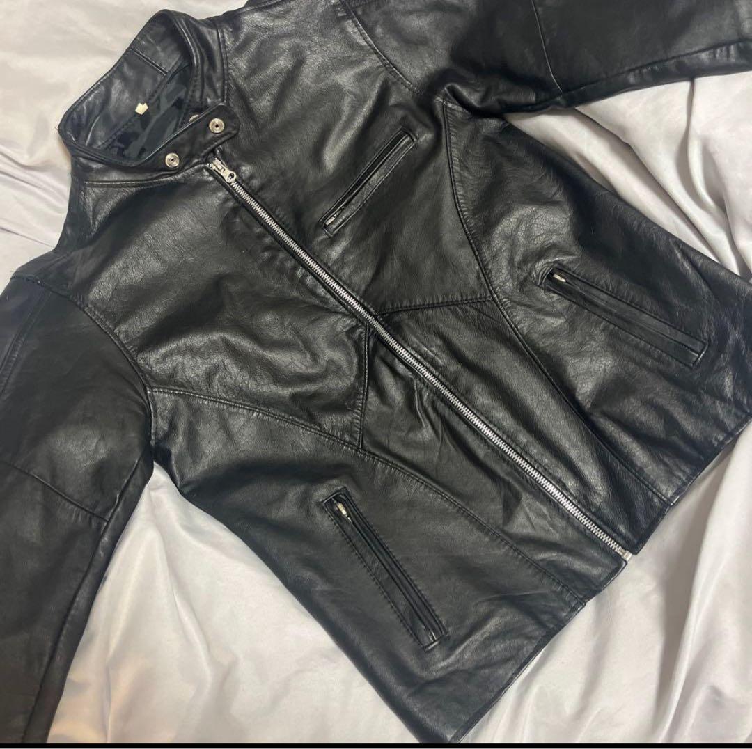 黒レザージャケット 短丈 archive ダークコア y2k 平成