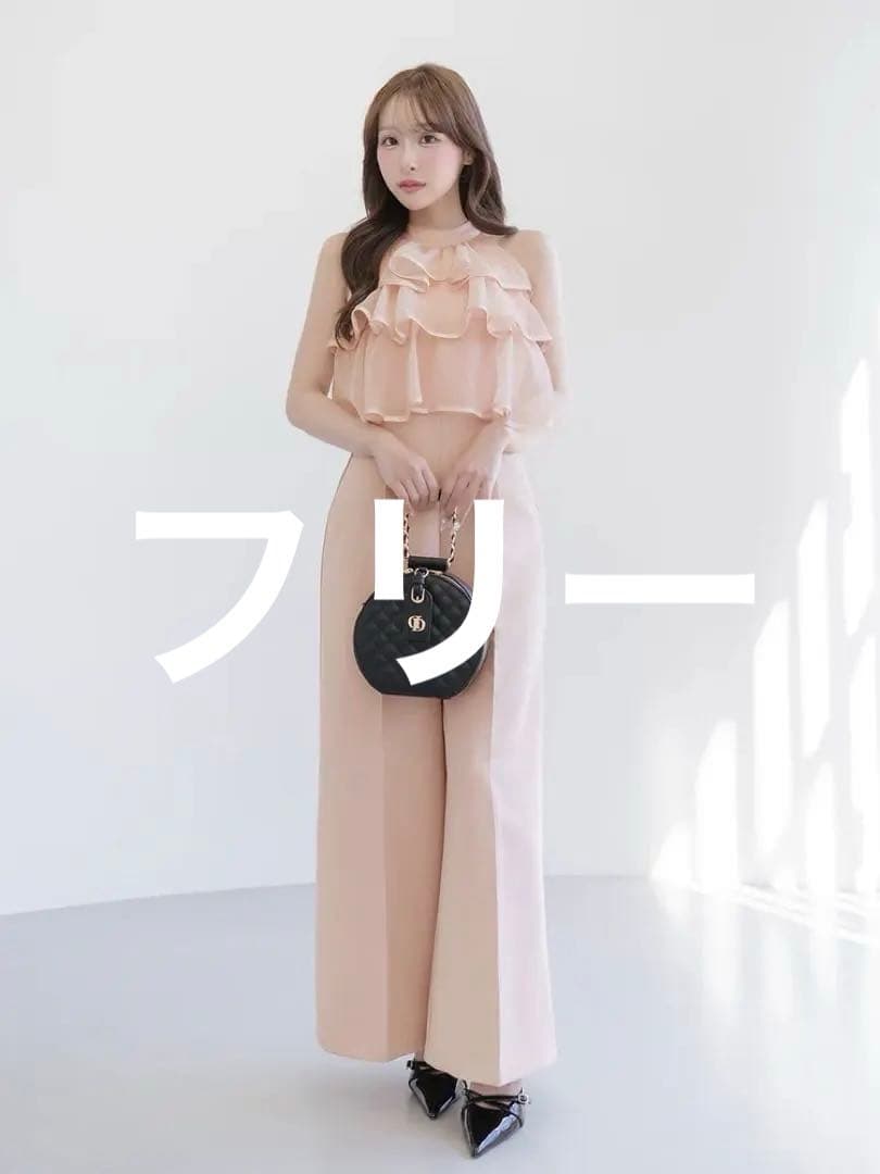 Darich ダーリッチ ティアードフリルジャンプスーツピンクfree