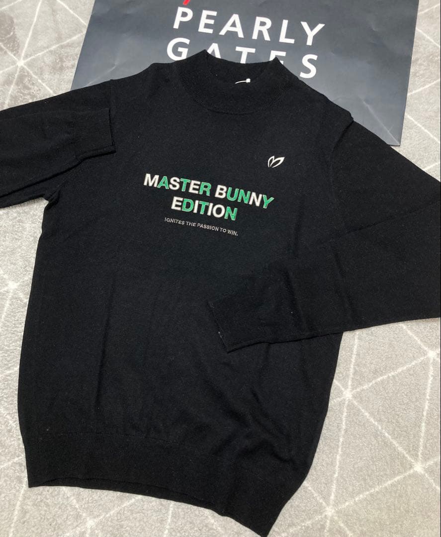 新品 パーリーゲイツ マスターバニー カシミヤ混 タートルネックニット 6LL黒