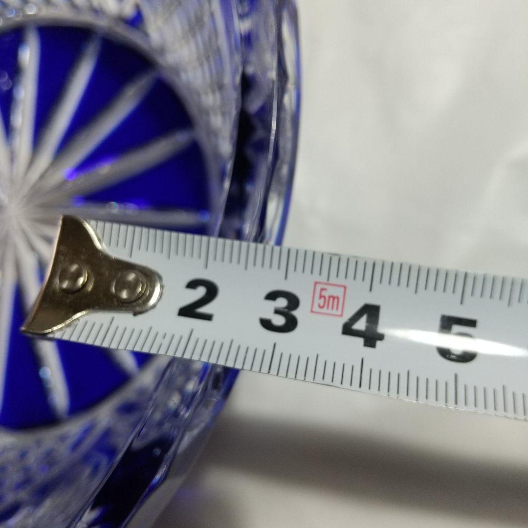 青被せ切子 大鉢 矢来紋