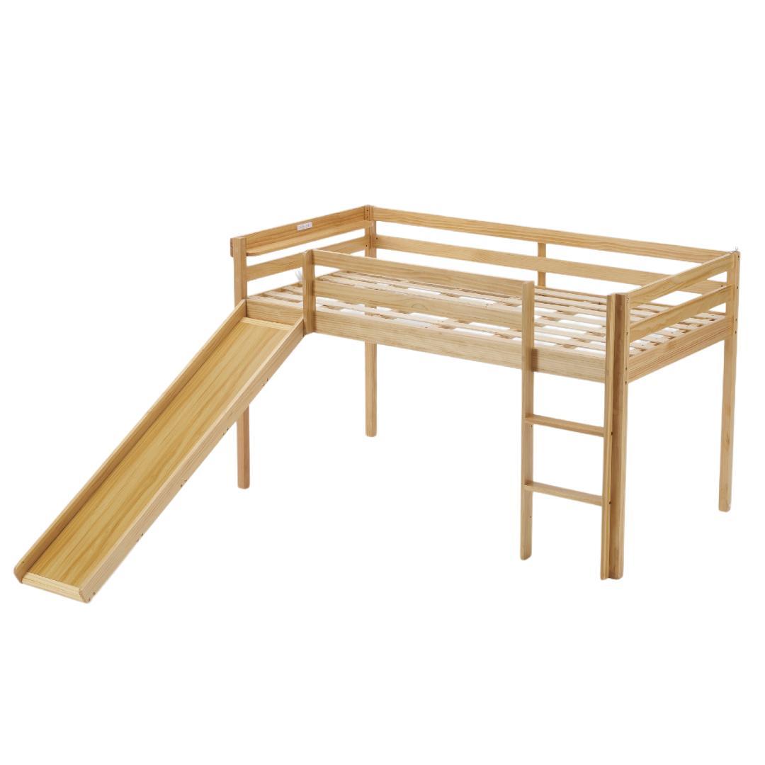 タイムセール！ロフトベッド　階段・滑り台付き　シングルサイズ　NATURAL
