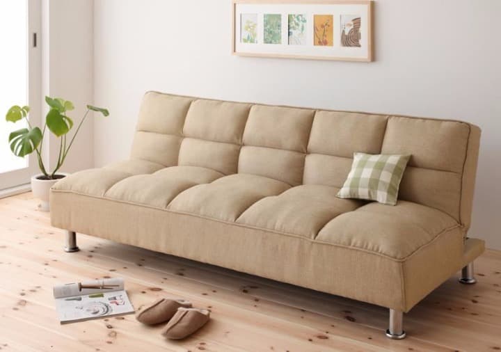 シンプルソファベッド　ナチュラルベージュ