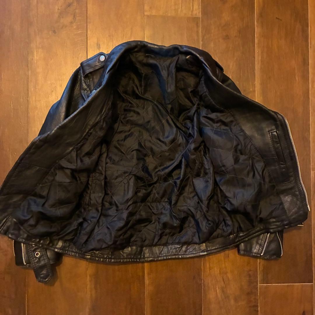 80s vintage レザー ダブルライダース ジャケット 古着 ブラック