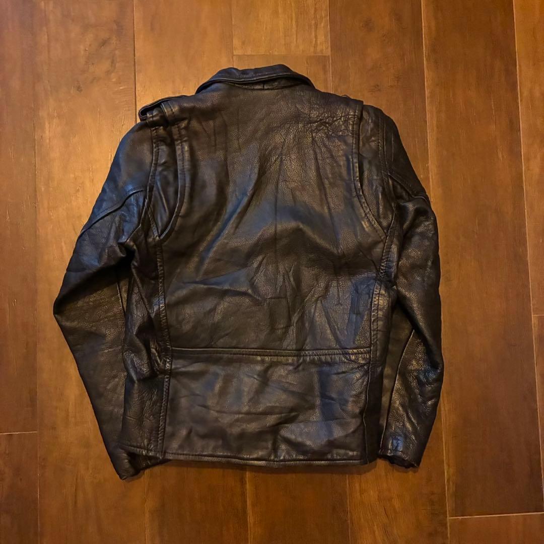 80s vintage レザー ダブルライダース ジャケット 古着 ブラック