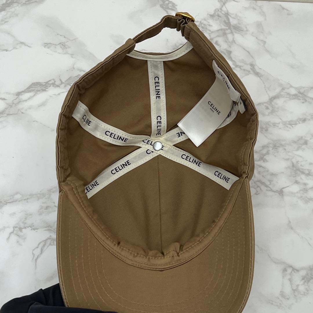 セリーヌ 16 ベースボールキャップ 帽子 ベージュ/ホワイトCELINE