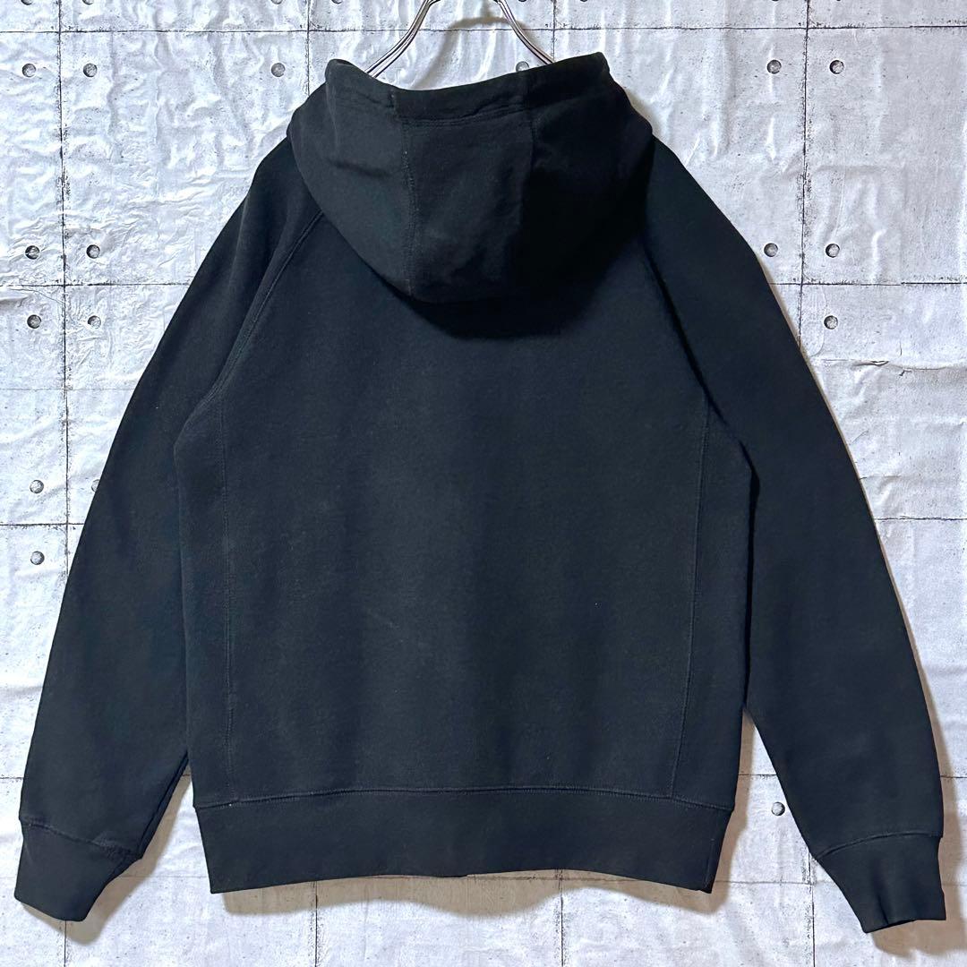 古着 ラッセルアスレチック ジップパーカー 無地 スウェット 刺繍 裏起毛 黒