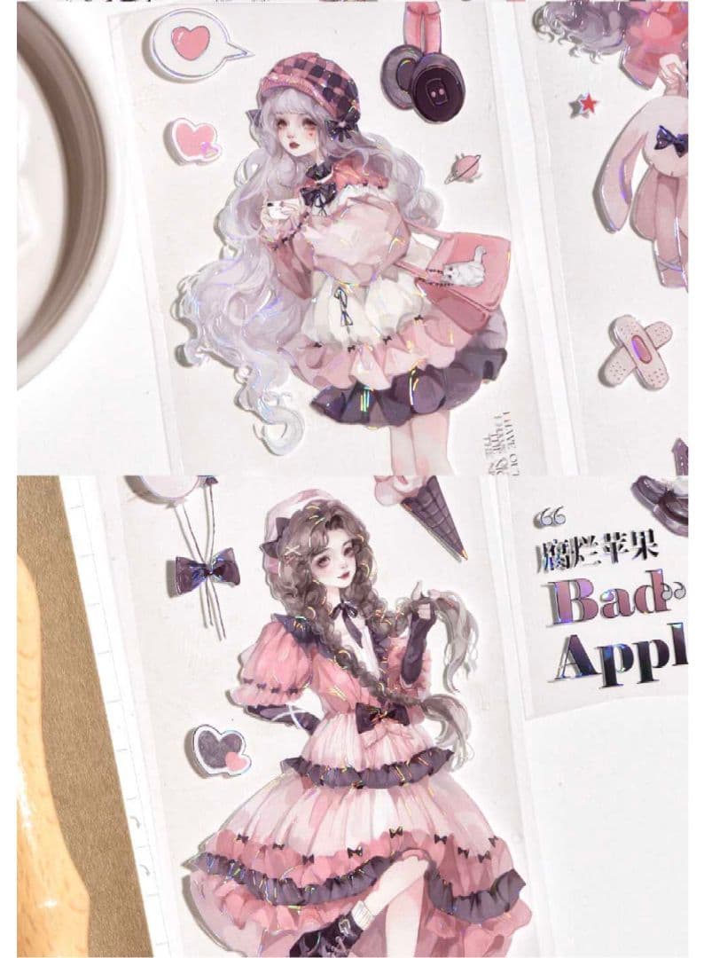 J1091＃落日频率(贝壳光)冰川切り売り海外人物マステ女の子