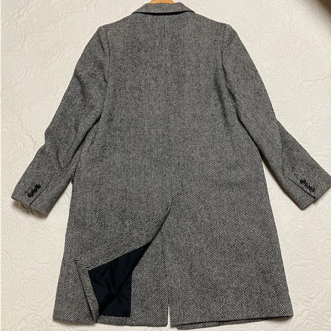 マーガレットハウエル コート ツイード ロング ウール100%Ｌサイズ グレー系