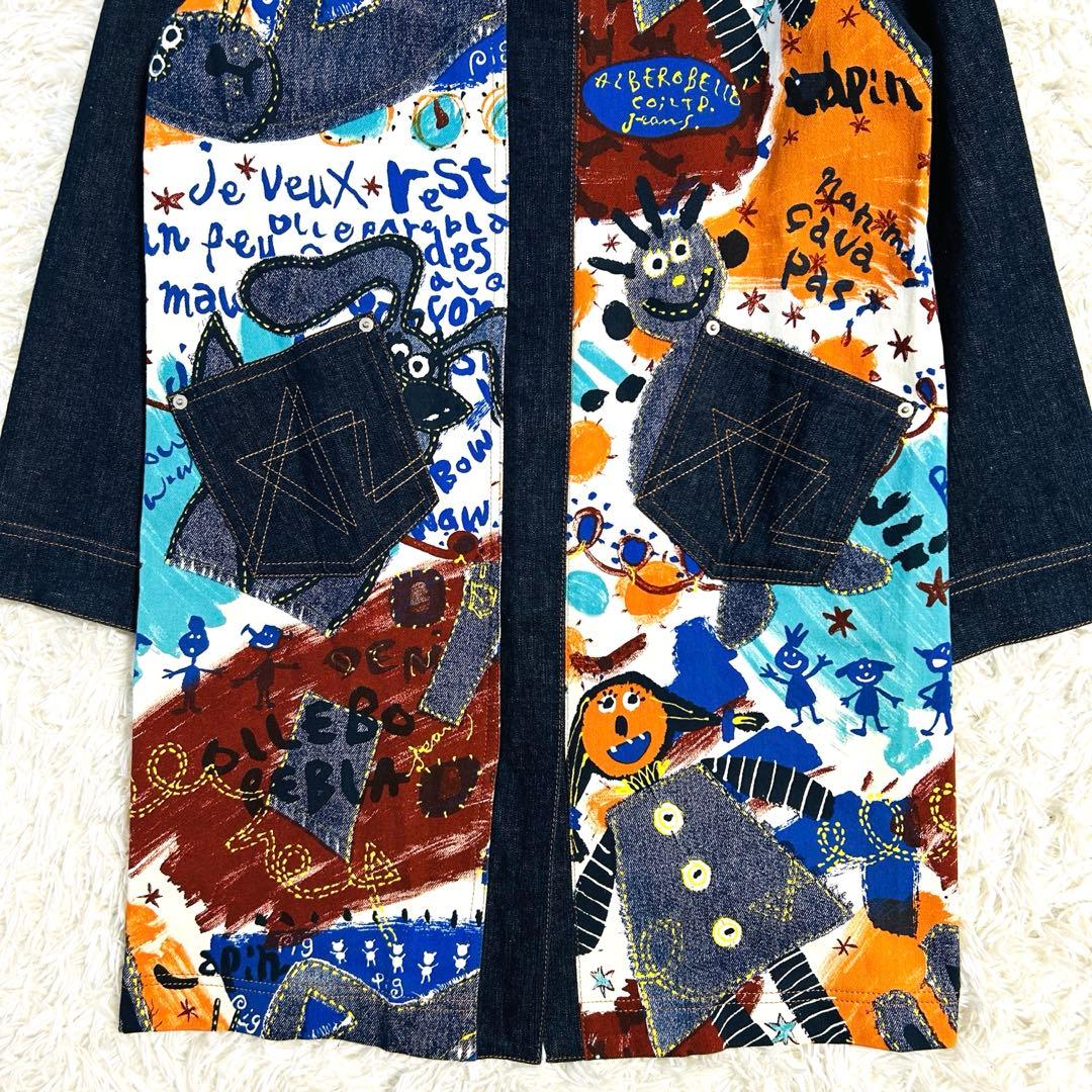 アルベロベロ デニムコート ブタさん ジップアップ ロングコート ポケット