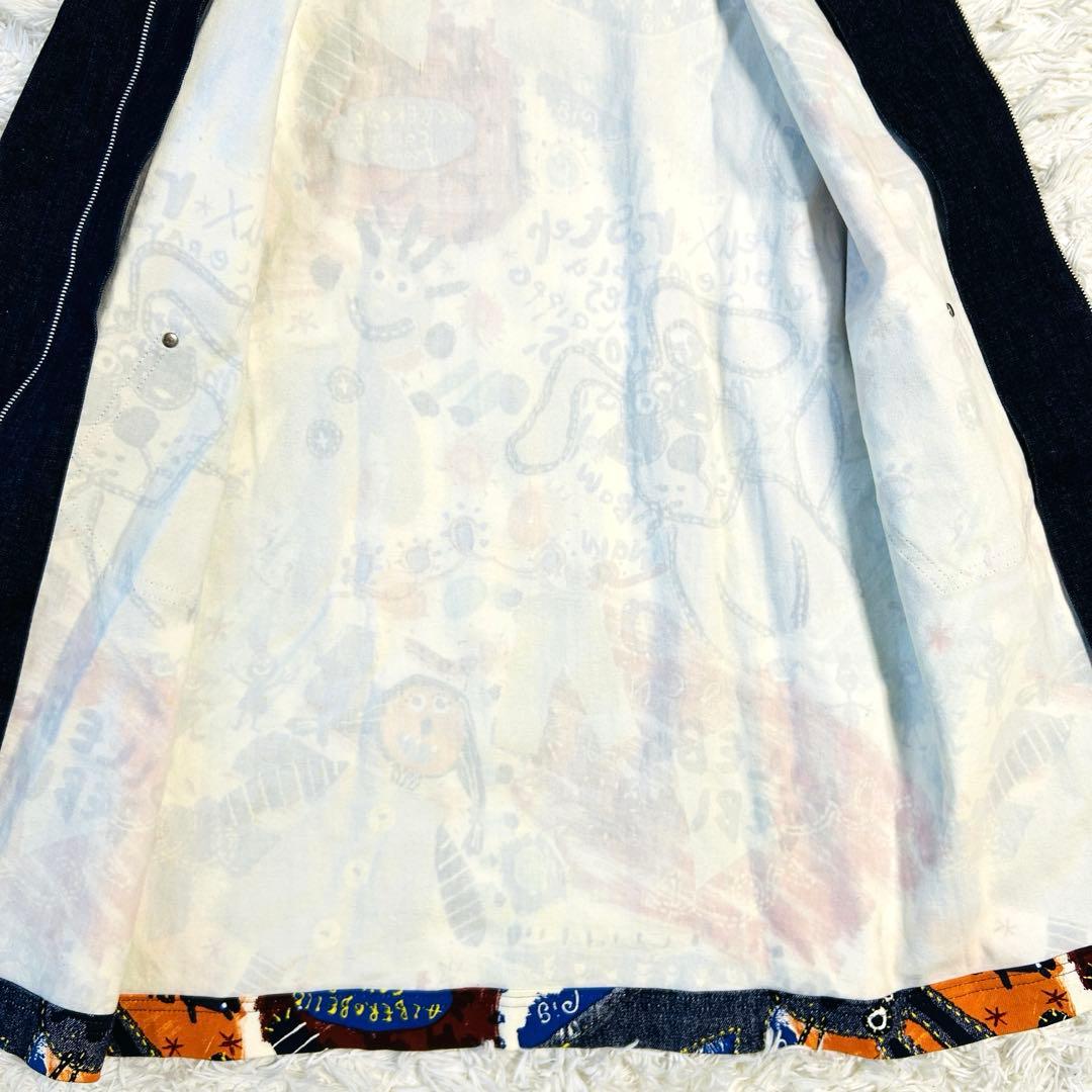 アルベロベロ デニムコート ブタさん ジップアップ ロングコート ポケット