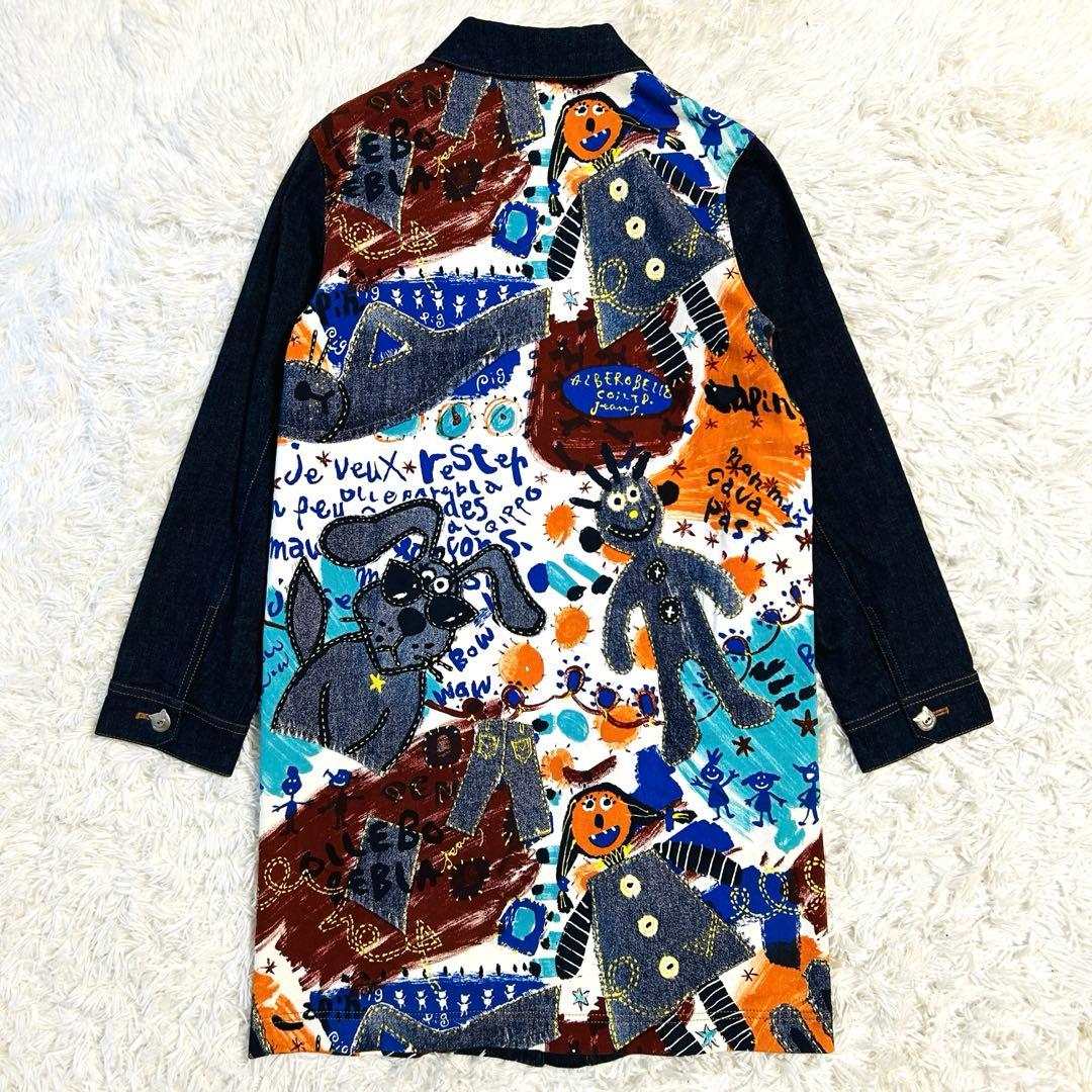 アルベロベロ デニムコート ブタさん ジップアップ ロングコート ポケット
