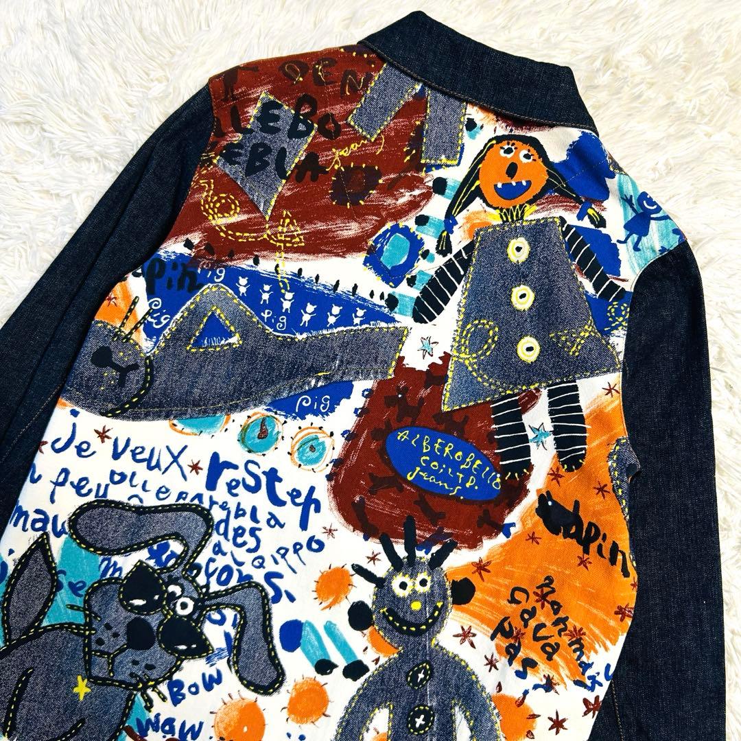 アルベロベロ デニムコート ブタさん ジップアップ ロングコート ポケット