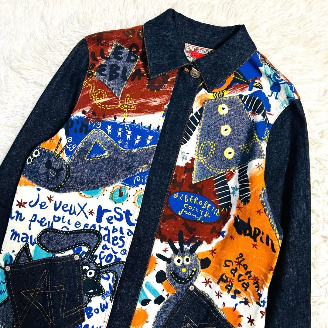 アルベロベロ デニムコート ブタさん ジップアップ ロングコート ポケット