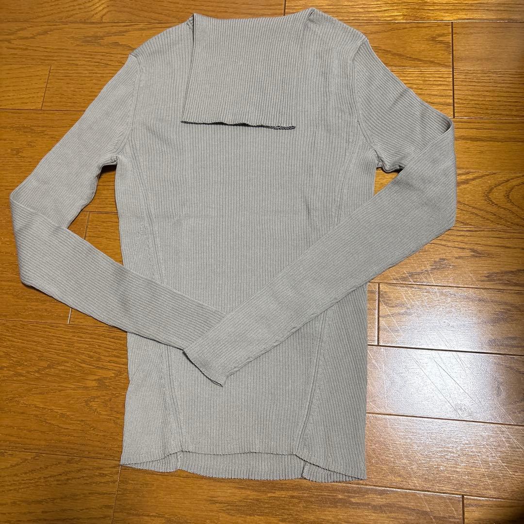 【セオリーリュクス】グレー ジュリブ編み 長袖ニット