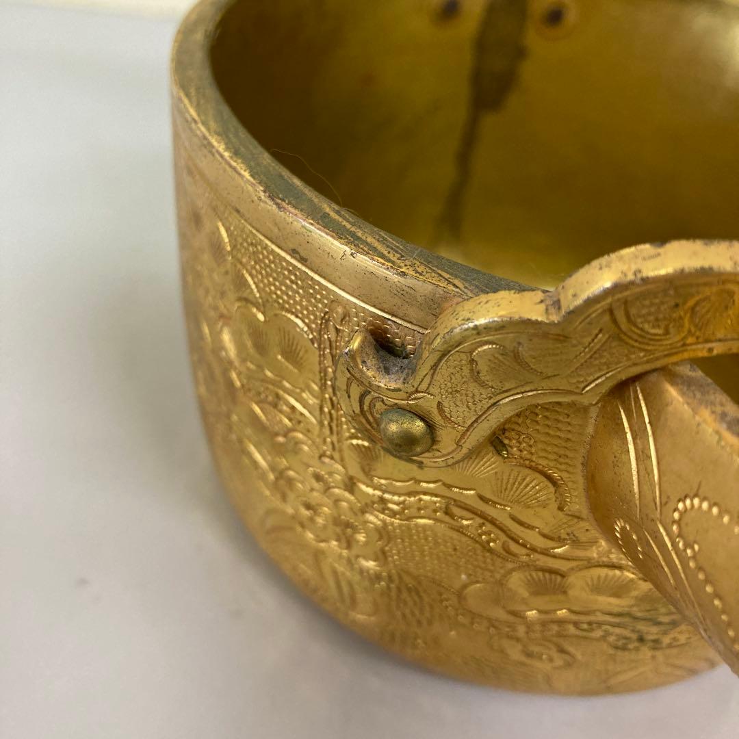 E4 骨董品真鍮製 彫金 提子古い酒器 アンティーク 中国美術 昭和レトロ レト