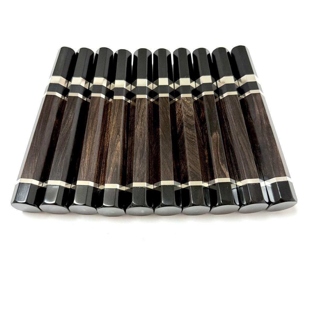 三段銀巻 黒水牛角 フグ引き270 黒檀 八角柄 フグ引き9寸 手作り 包丁の柄