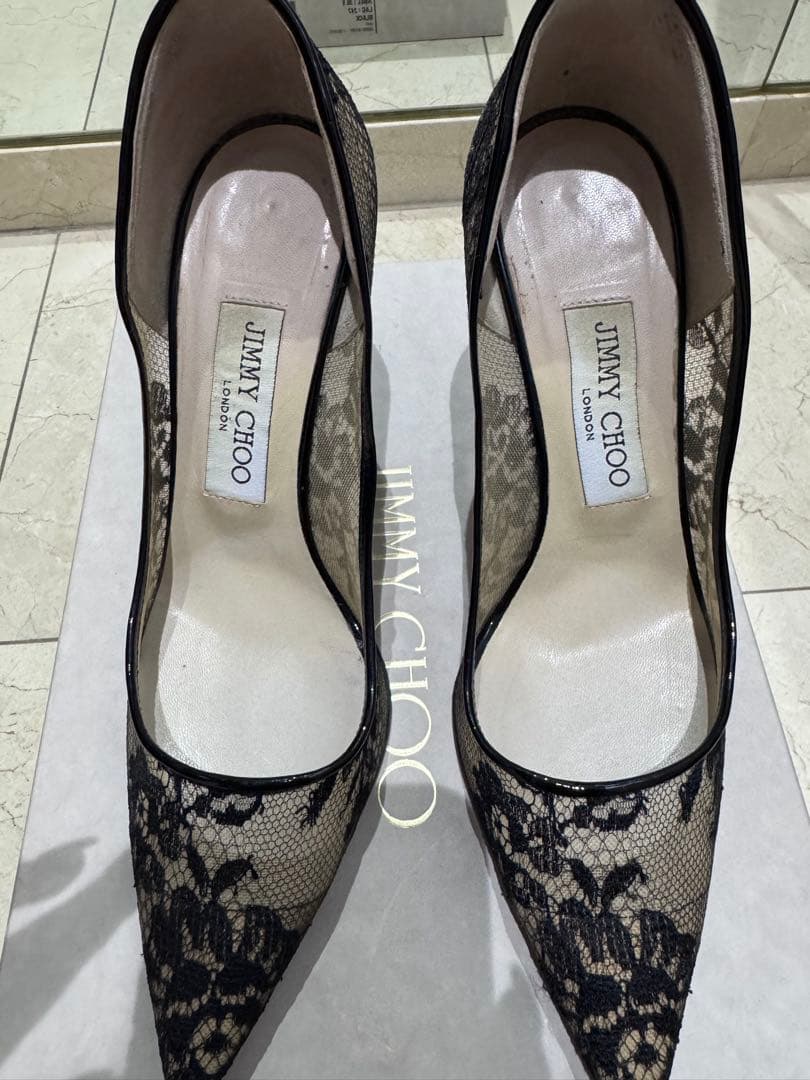 JIMMY CHOO ブラックレース ハイヒール