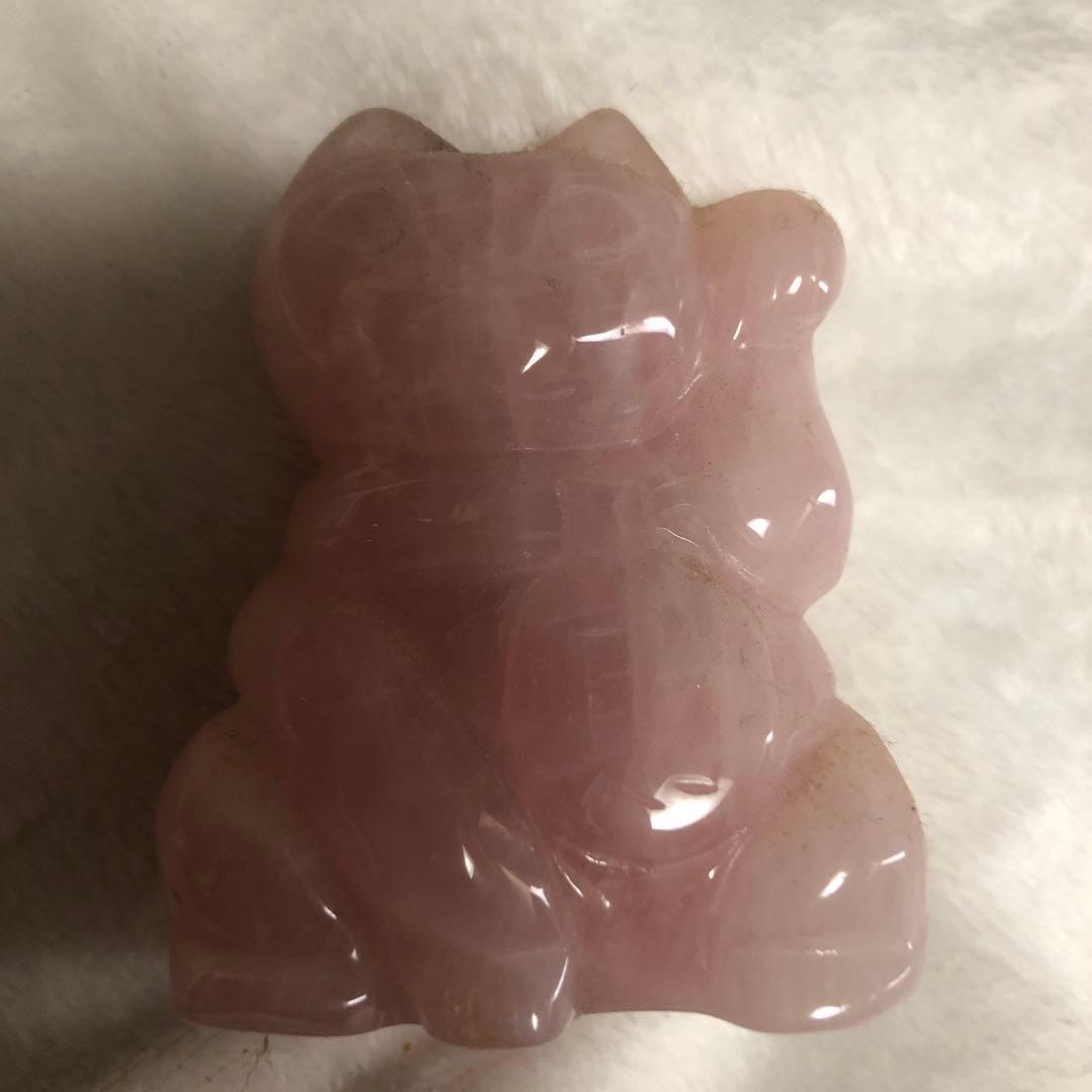 招き猫　タイガーアイ　ローズクォーツ・クリスタル置物セット　まとめ売り