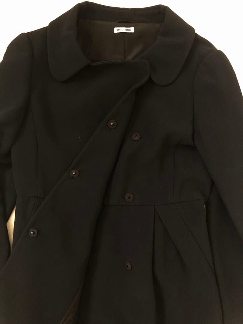 miu miu ミュウミュウ　ブラック ラウンドカラー　コート