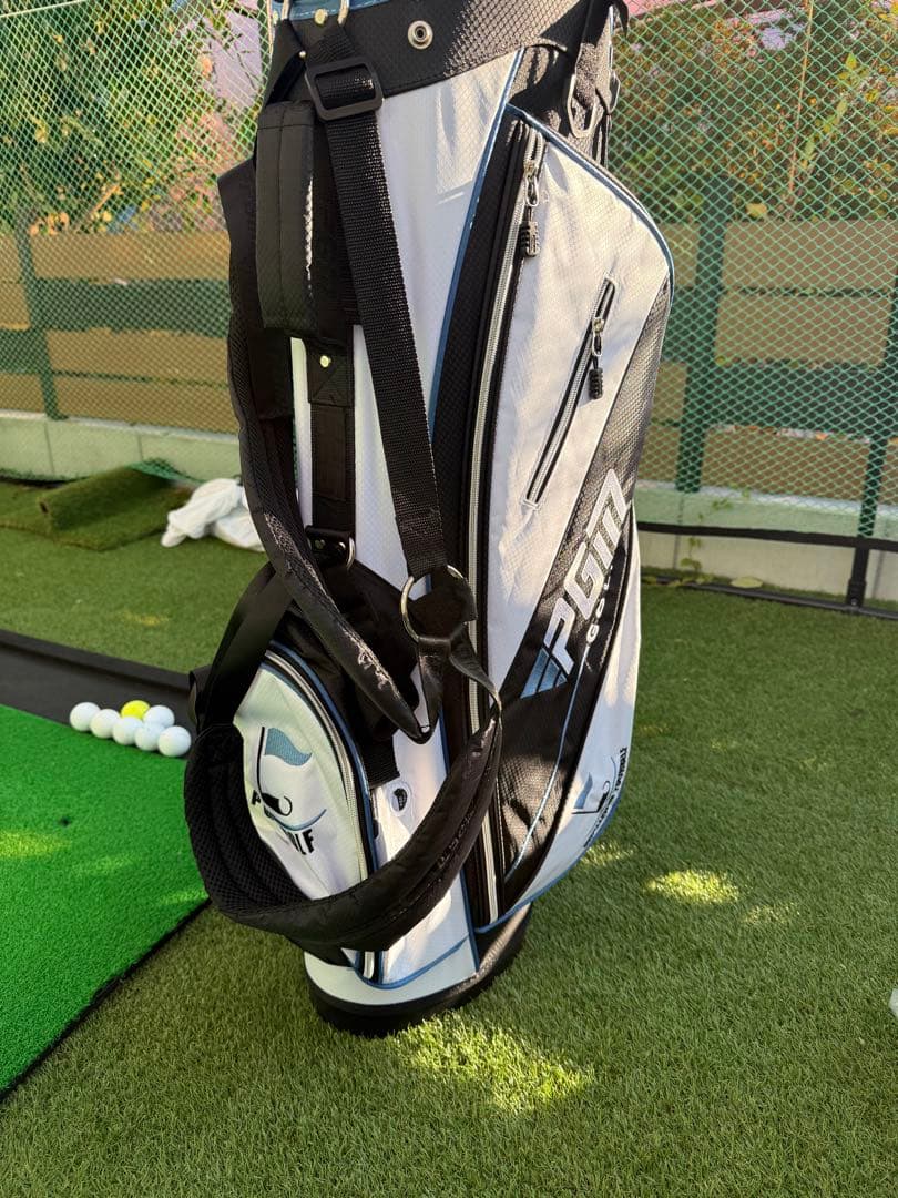 新品 PGM GOLF キャディバッグ 白 黒 青 ゴルフバッグ 14分割